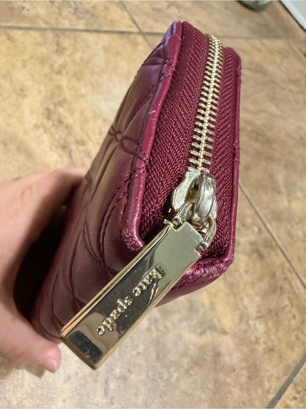 kate spade Quilted Leather Wallet - Wine - Picture 3 of 8